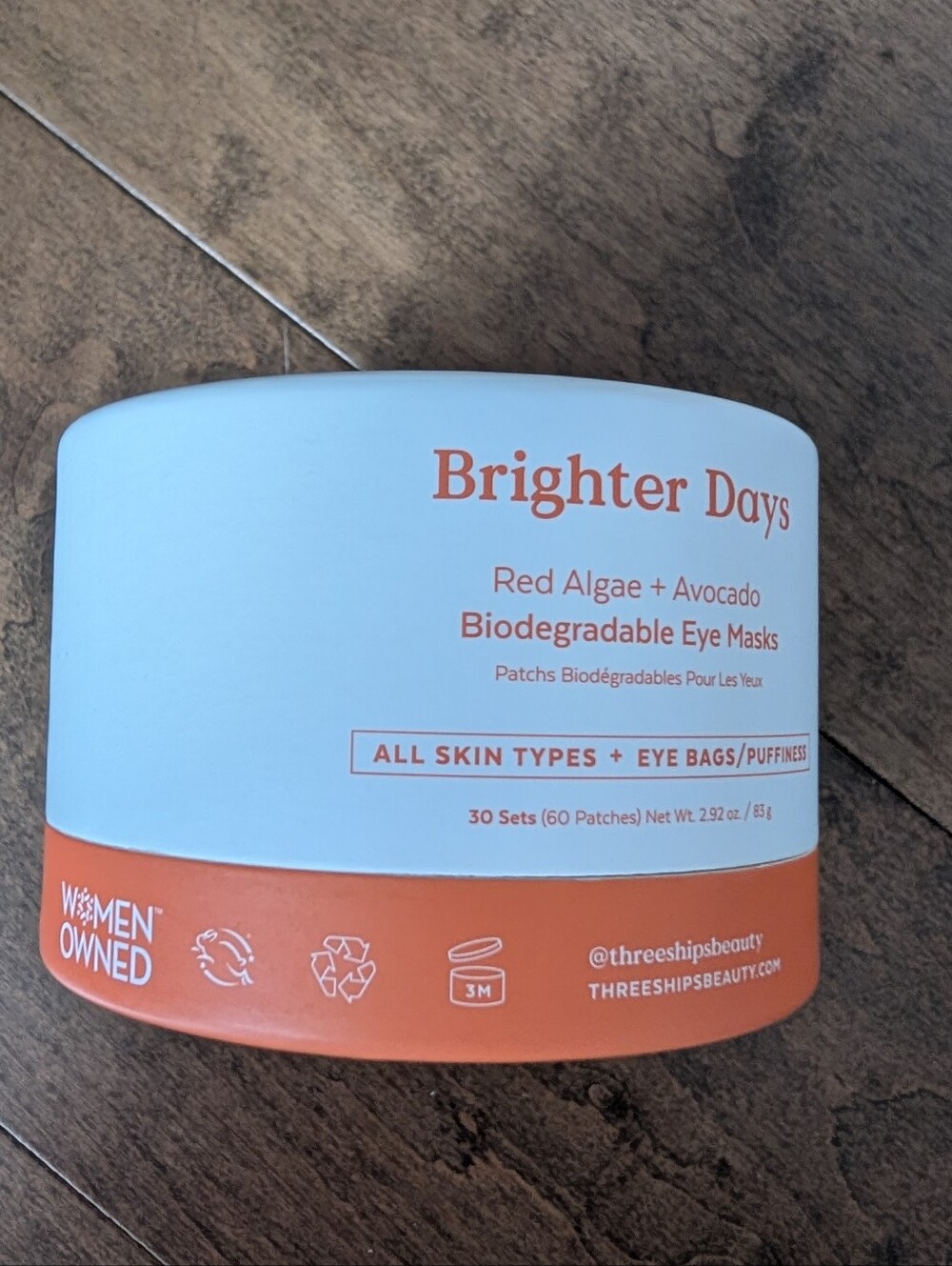 Three Ships Brighter Days Red Algae + Avocado Biodegradable Eye Masks